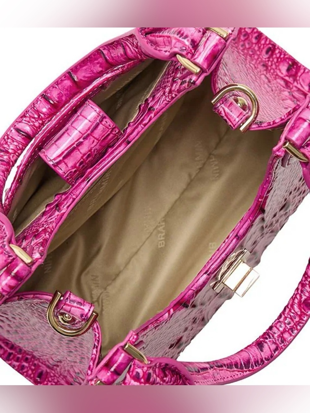 Brahmin Adrian Satchel Electric Fuchsia Melbourne Leather NWT - Picture 3 of 7